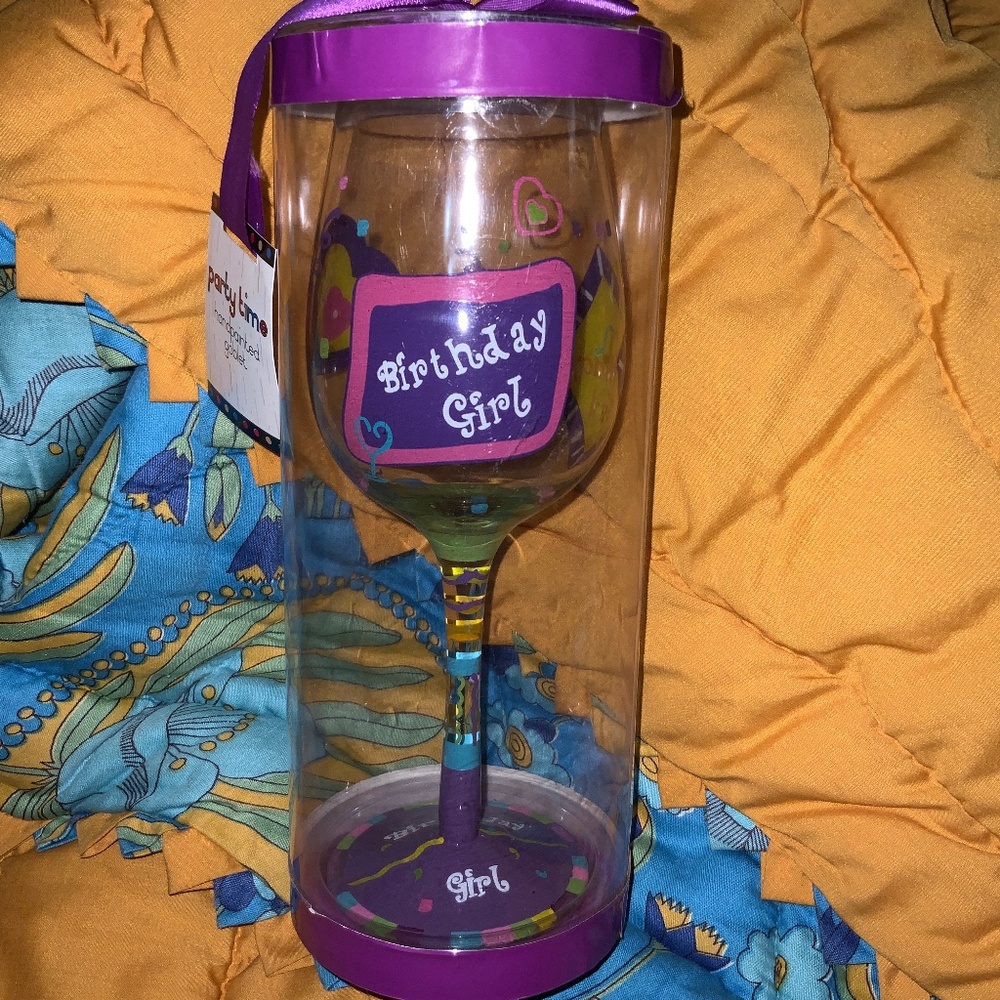 Handpainted Goblet Glasses “Birthday Girl”